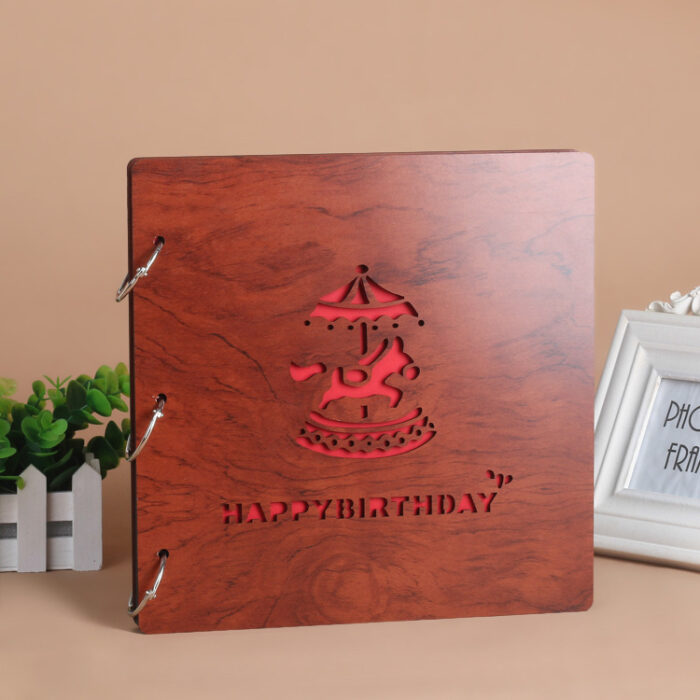 16 inch wooden creative diy photo album loose leaf black card commemorative gift customized gift - Image 3