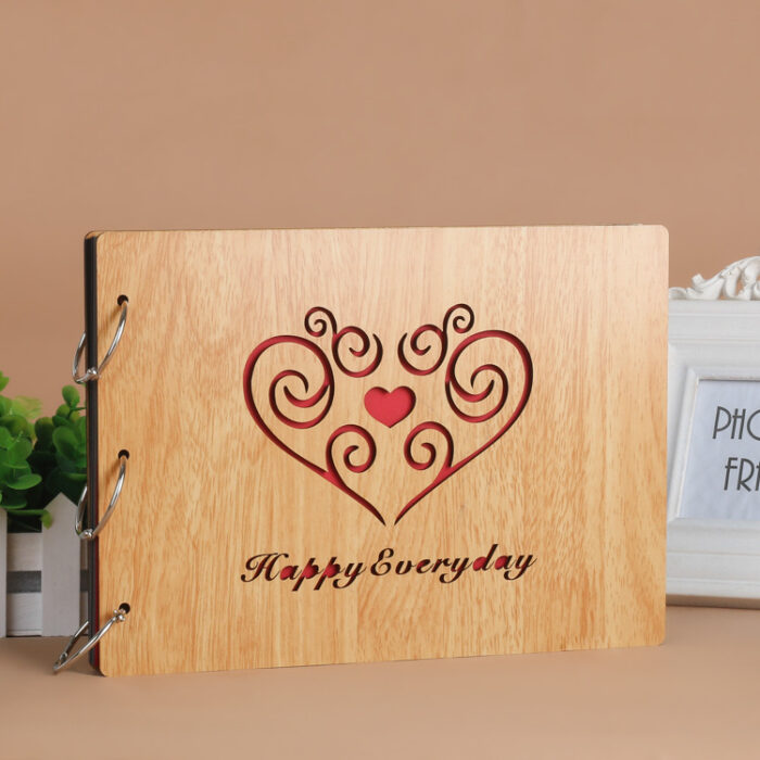 10-inch Mahogany DIY Album Creative Iron Ring Loose-Leaf  Gift Wooden - Image 6